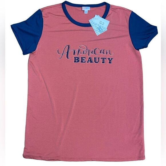 LuLaRoe Women’s XL Liv Retro Graphic Tee “American Beauty” Ribbed Neck & Cuffs - Picture 7 of 13